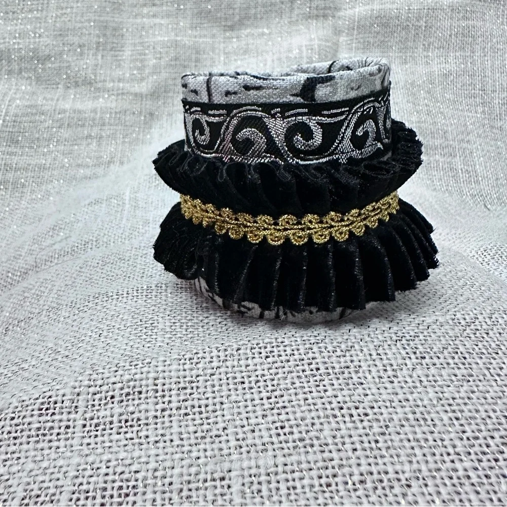 RUBYRUDI Cuff Bracelet Handcrafted OOAK Fabric Embellished Artisan Wearable Art